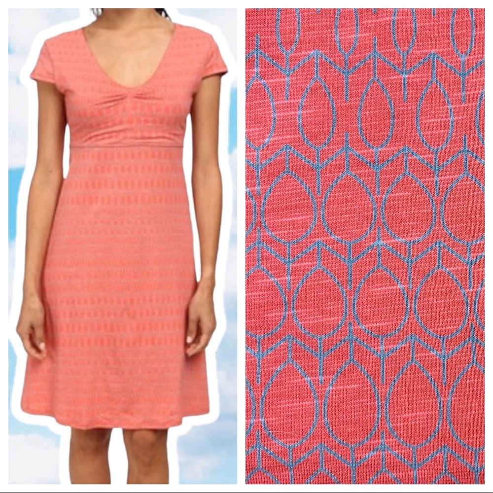 TOAD&CO Rosemarie Geo Mini Dress Coral Aspen L Preppy Organic Cotton Boho Kitsch